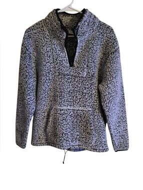 Victoria's Secret PINK Women's Grey Black Sherpa Quarter-Zip Pullover - Size M